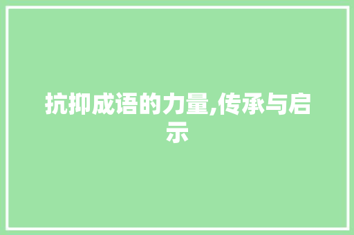 抗抑成语的力量,传承与启示