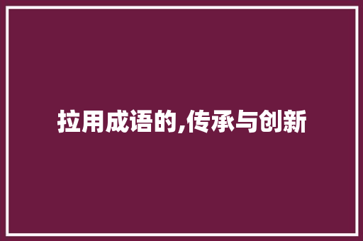拉用成语的,传承与创新