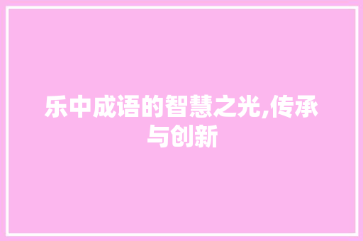 乐中成语的智慧之光,传承与创新