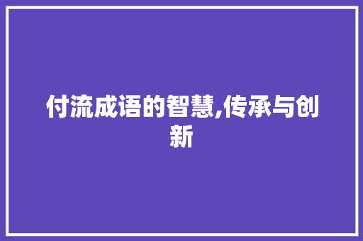 付流成语的智慧,传承与创新