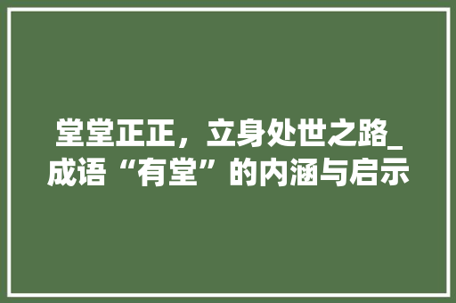 堂堂正正，立身处世之路_成语“有堂”的内涵与启示