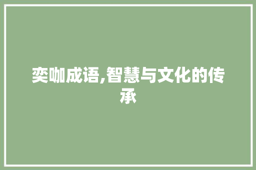 奕咖成语,智慧与文化的传承