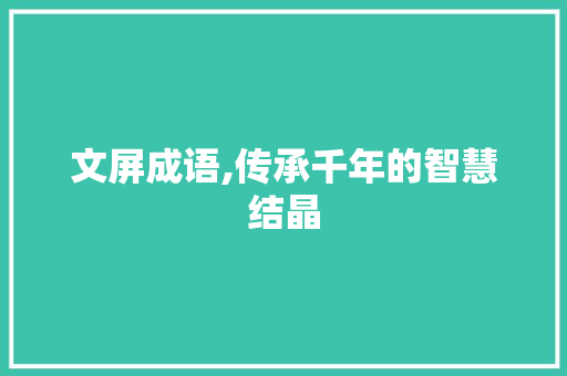文屏成语,传承千年的智慧结晶
