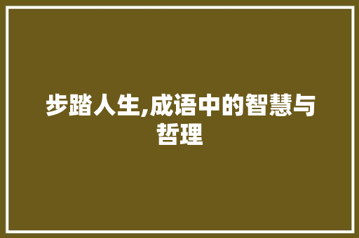步踏人生,成语中的智慧与哲理