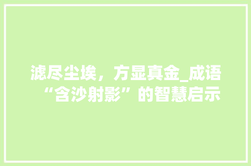 滤尽尘埃，方显真金_成语“含沙射影”的智慧启示 工作总结