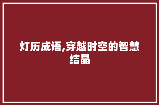 灯历成语,穿越时空的智慧结晶