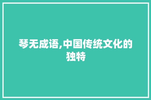 琴无成语,中国传统文化的独特