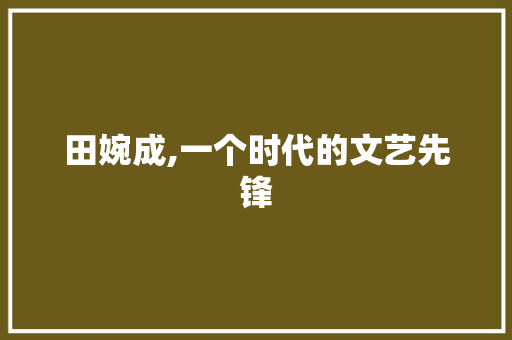 田婉成,一个时代的文艺先锋