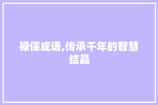 禄保成语,传承千年的智慧结晶
