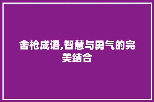 舍枪成语,智慧与勇气的完美结合