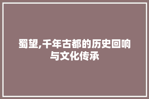 蜀望,千年古都的历史回响与文化传承 会议纪要