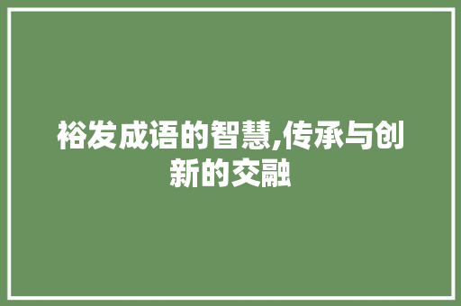 裕发成语的智慧,传承与创新的交融