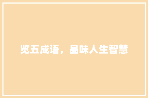 览五成语，品味人生智慧 诗词鉴赏