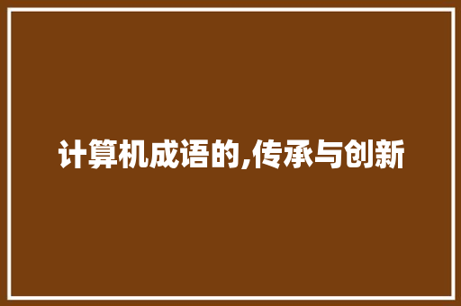 计算机成语的,传承与创新 工作总结