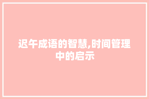 迟午成语的智慧,时间管理中的启示 职场写作