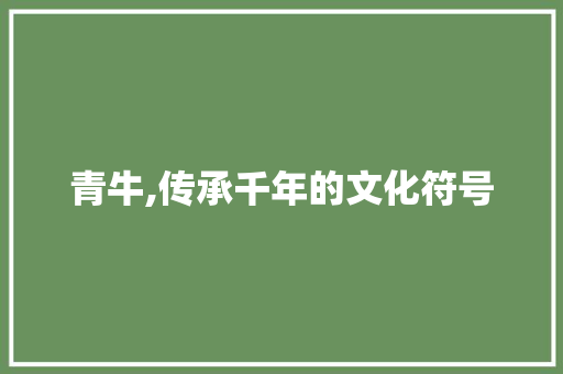 青牛,传承千年的文化符号