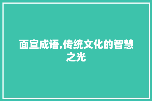 面宣成语,传统文化的智慧之光 应用文