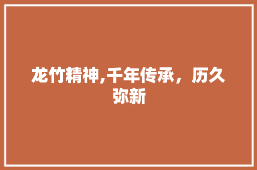龙竹精神,千年传承，历久弥新