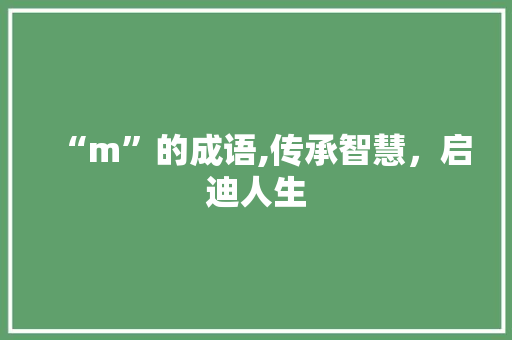 “m”的成语,传承智慧，启迪人生