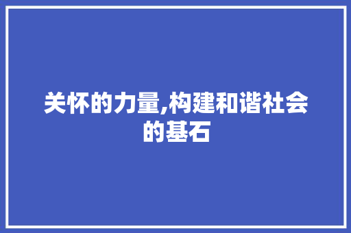 关怀的力量,构建和谐社会的基石