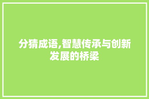 分猜成语,智慧传承与创新发展的桥梁