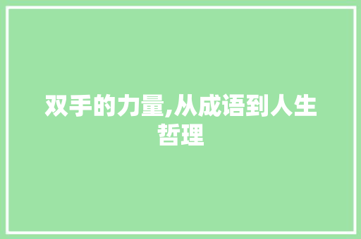 双手的力量,从成语到人生哲理