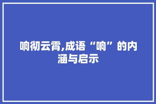 响彻云霄,成语“响”的内涵与启示