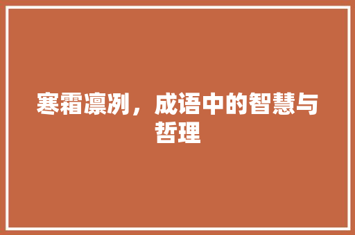 寒霜凛冽，成语中的智慧与哲理