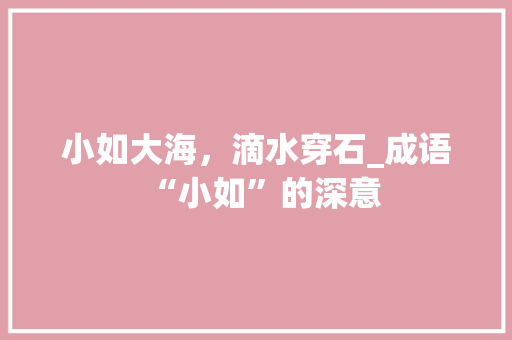 小如大海，滴水穿石_成语“小如”的深意 诗词鉴赏