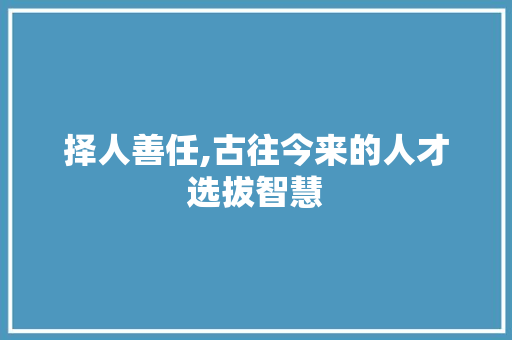 择人善任,古往今来的人才选拔智慧 职场写作