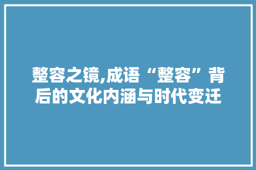 整容之镜,成语“整容”背后的文化内涵与时代变迁 诗词应用