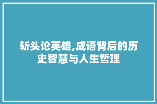 斩头论英雄,成语背后的历史智慧与人生哲理