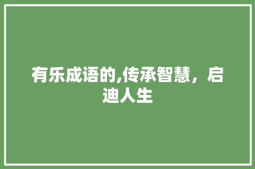 有乐成语的,传承智慧，启迪人生