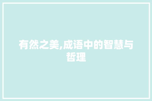 有然之美,成语中的智慧与哲理 应用文