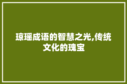 琼瑶成语的智慧之光,传统文化的瑰宝