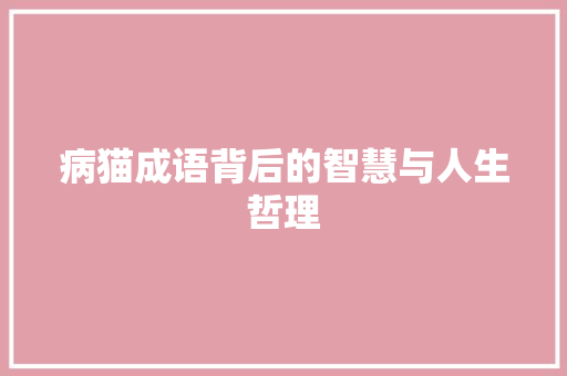 病猫成语背后的智慧与人生哲理