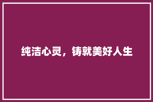 纯洁心灵，铸就美好人生