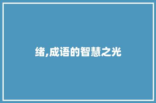 绪,成语的智慧之光