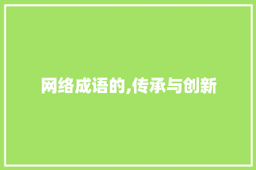 网络成语的,传承与创新
