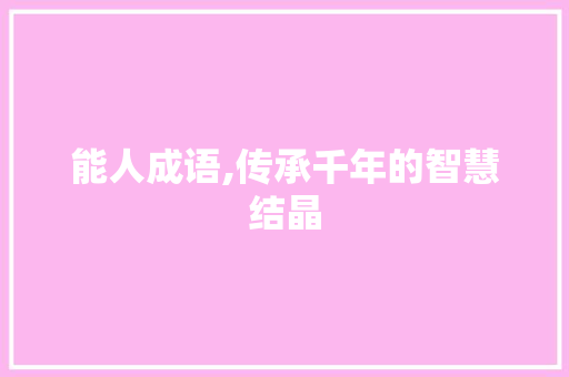 能人成语,传承千年的智慧结晶