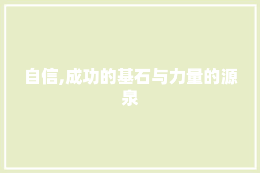 自信,成功的基石与力量的源泉