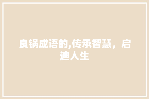 良锅成语的,传承智慧，启迪人生