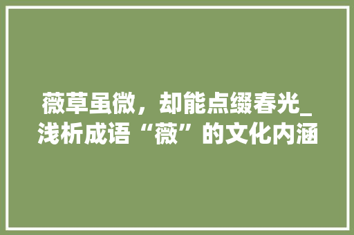 薇草虽微，却能点缀春光_浅析成语“薇”的文化内涵及现实意义