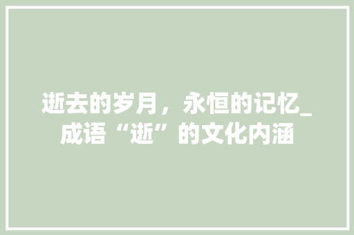 逝去的岁月，永恒的记忆_成语“逝”的文化内涵
