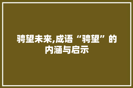 骋望未来,成语“骋望”的内涵与启示 诗词应用
