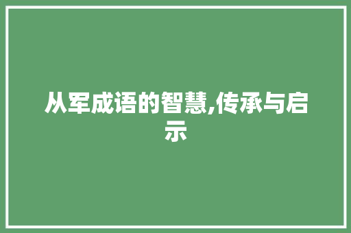 从军成语的智慧,传承与启示 工作总结