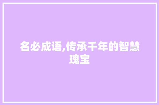 名必成语,传承千年的智慧瑰宝