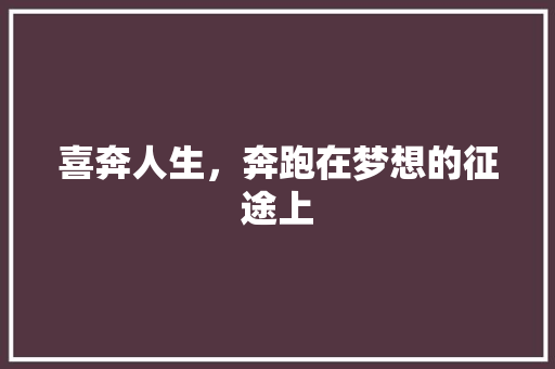 喜奔人生，奔跑在梦想的征途上