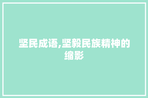 坚民成语,坚毅民族精神的缩影 会议纪要
