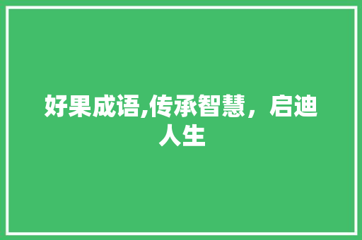 好果成语,传承智慧，启迪人生